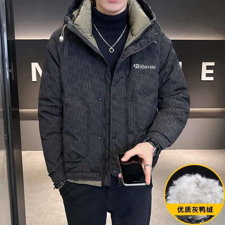 施摩瓦戈潮牌连帽羽绒服男士冬季休闲冲锋衣保暖加厚夹克外套男款