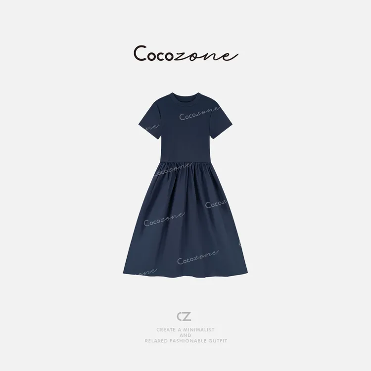 COCO ZONE 刘一一【索罗纳棉混纺】圆领修身透气亲肤连衣裙CD2A1473