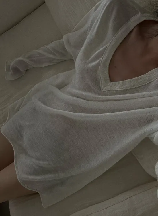 XYSF极简  秋冬万能性感王炸慵懒质感麻纱针织打底毛衣