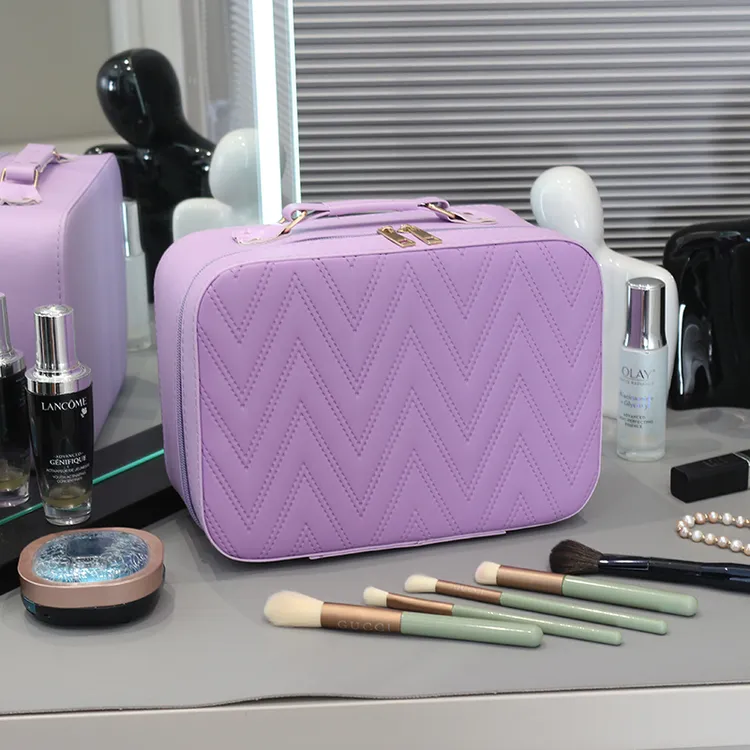新款化妆包便携高级大容量硬壳化妆品收纳包简约大号手提化妆箱