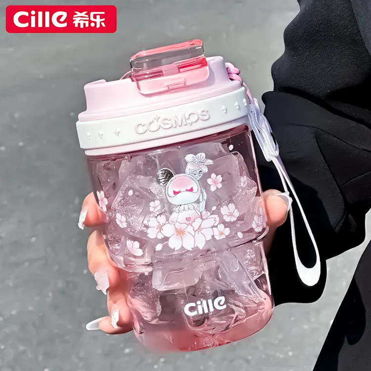希乐&星际熊Tritan高端水杯双饮学生杯子创意随手杯便携加厚水杯
