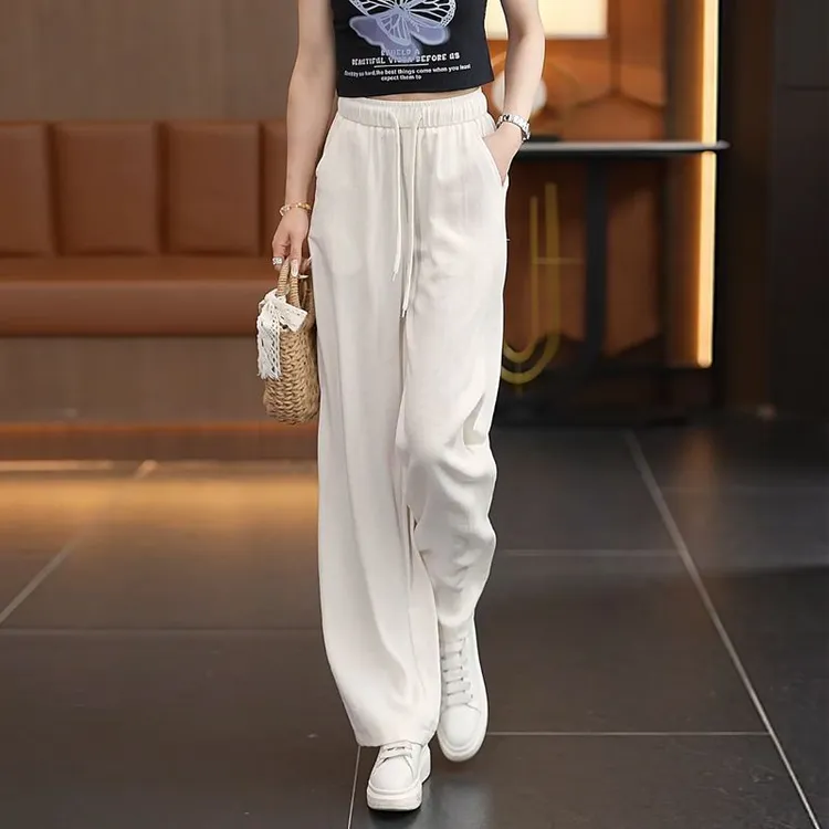 冰丝阔阔腿裤女2025夏季新款显瘦百搭垂感休闲裤子女外穿防晒通勤