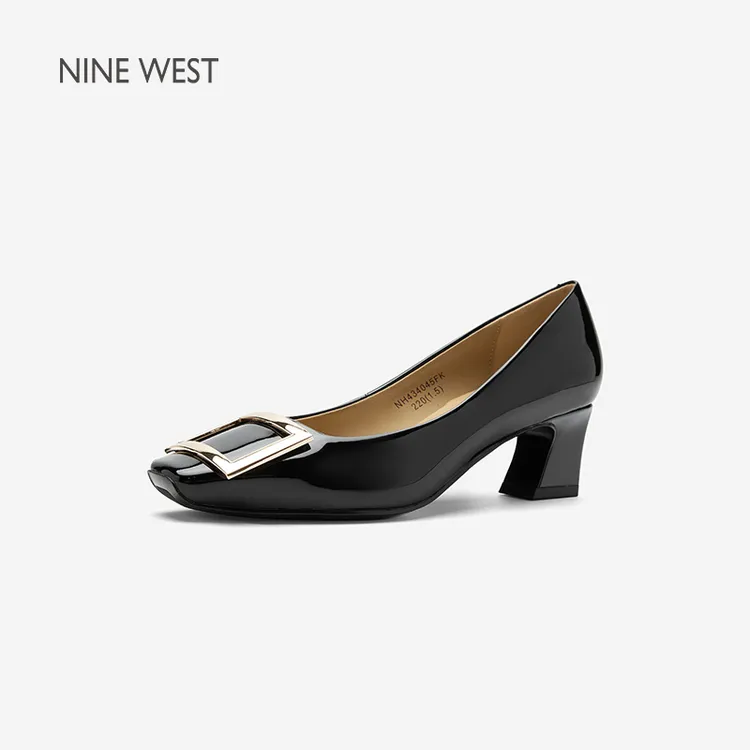 NineWest玖熙轻奢女鞋高跟鞋秋季2025新款浅口方头中粗跟气质单鞋