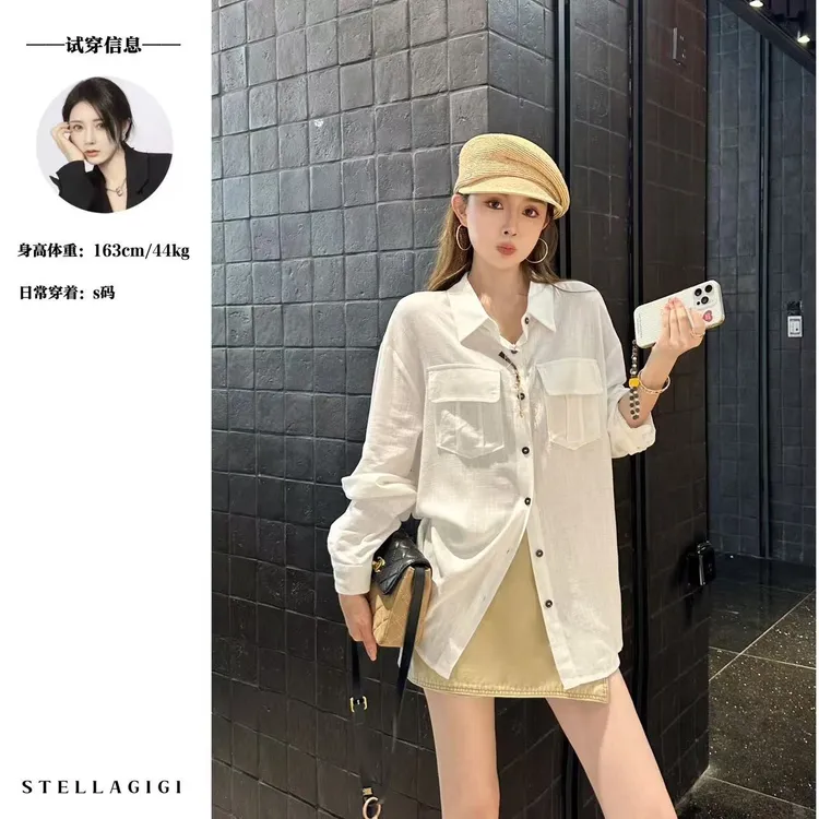 SG / 杨依姗 SS松弛老钱 经典大口袋亚麻衬衫CY-20251194