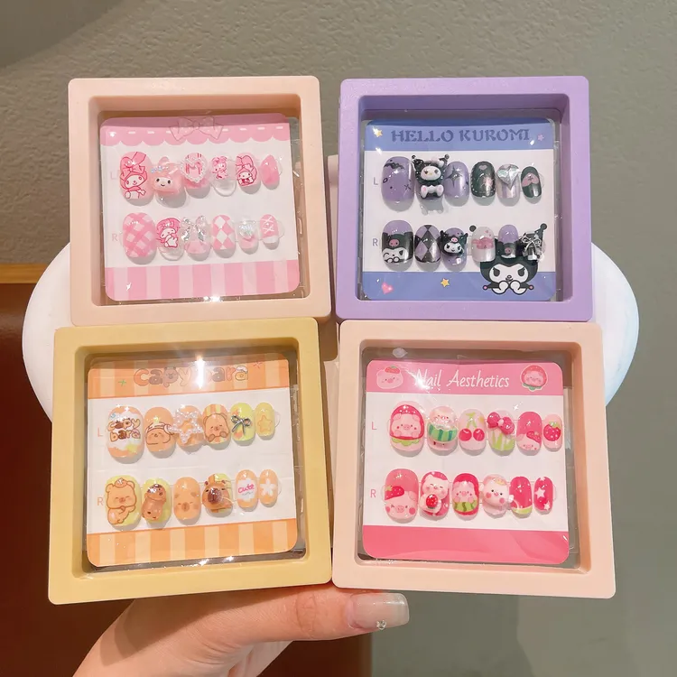 春夏新款库洛米儿童指甲贴无毒无味宝宝穿戴甲女孩美甲贴甲片发饰