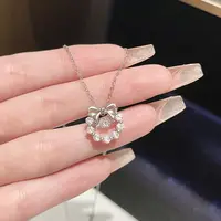 钛钢项链 【在逃公主】蝴蝶结项链百搭精致跳动的心锁骨链F2495