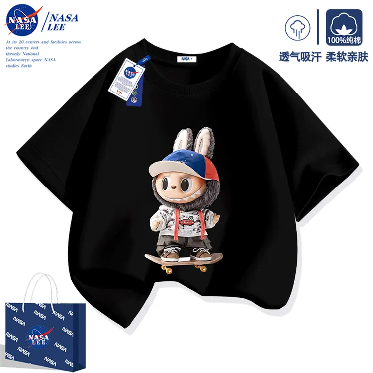 NASA联名儿童t恤短袖夏季纯棉2025新款宽松女童半袖男童夏装衣服