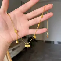 合金树脂项链 繁花流苏平安锁包项链有钱花套链XL250917