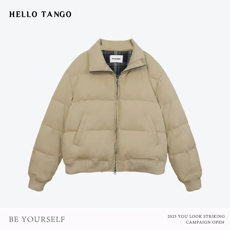 HELLOTANGO《冬季往事》复古90白鸭绒立领夹克面包保暖羽绒服851125