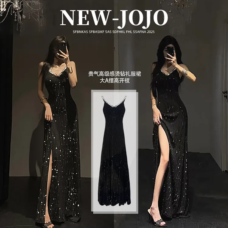 G5/F010烫钻/1213【现货发有运费险】重工烫钻亮片晚宴礼服裙长裙女