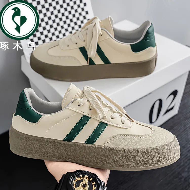 【正品】啄木鸟德训鞋2025新款小众港风时尚复古低帮休闲板鞋男款