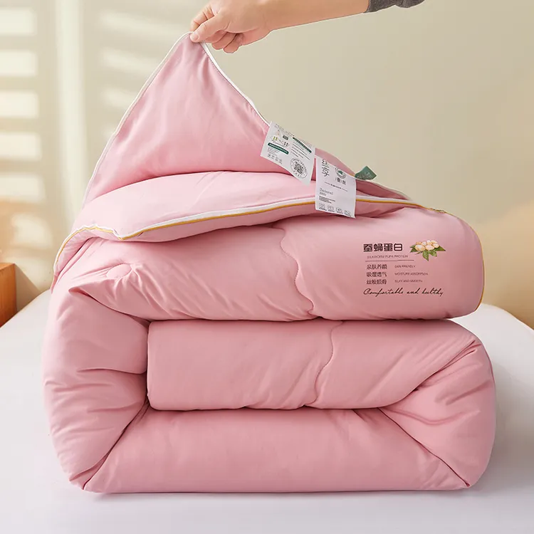 水星家纺100%全棉桑蚕丝被子母被二合一拉链款蚕丝被子秋冬被芯