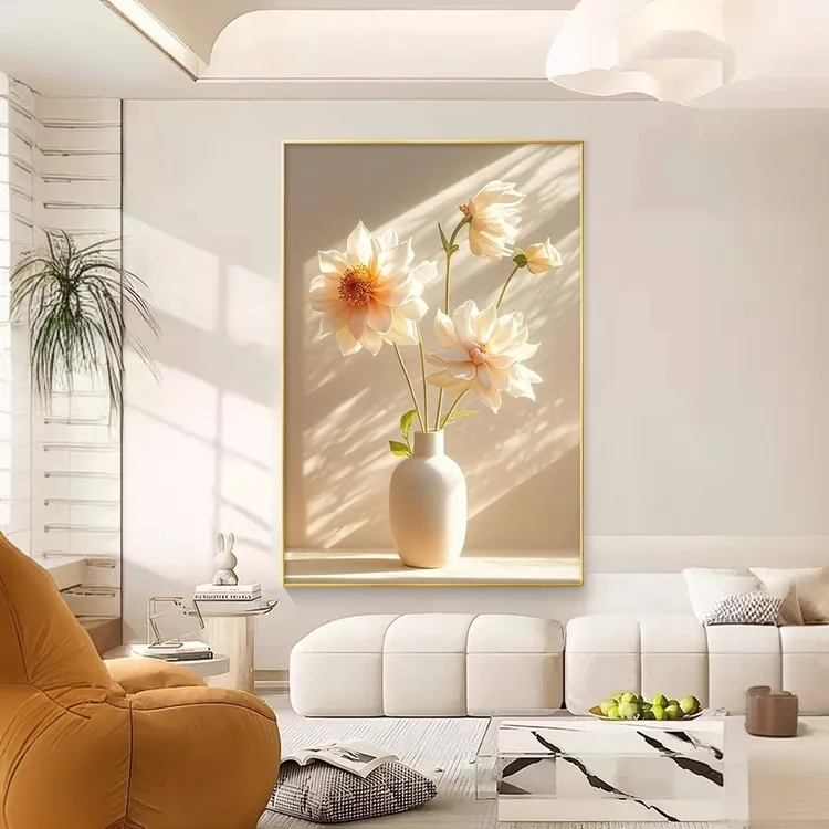 【画为峰】简约现代客厅装饰画光影花卉沙发背景壁画餐卧室竖版挂画