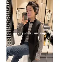 气质马甲女『中长款』设计感简约宽松收腰大V领时尚坎肩