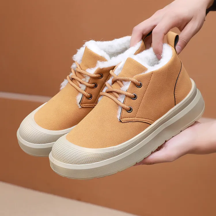 2025冬季厚底高帮棉鞋男新款加绒运动休闲短靴爆款防滑雪地靴