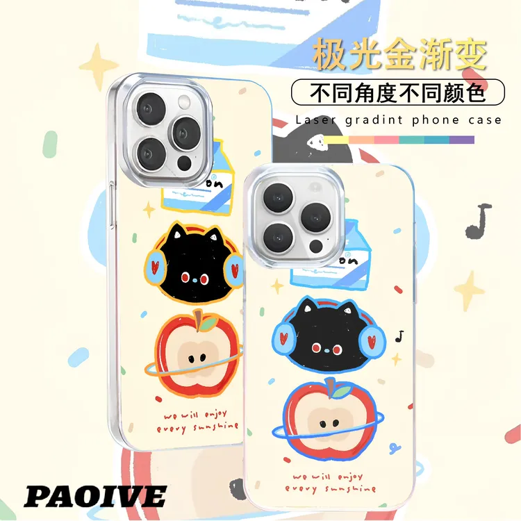 音乐猫咪适用苹果华为vivo一加iPhone小米红米极光手机壳