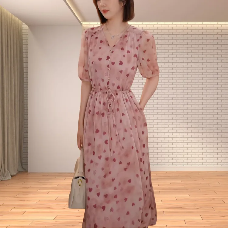 时尚法式设计感碎花休闲裙女2025年夏季新款洋气显瘦中长款连衣裙