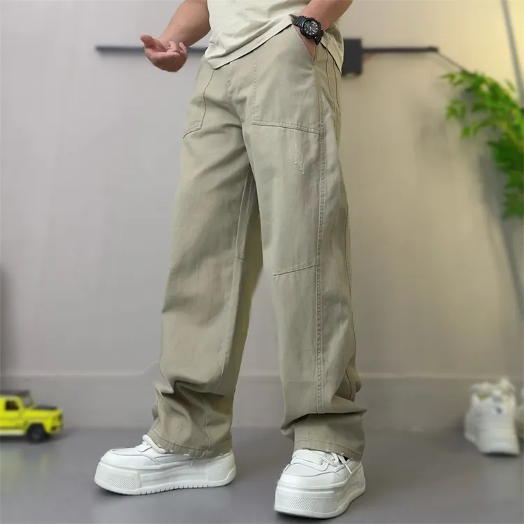 春秋季新款复古工装裤男士休闲裤宽松长裤直筒裤宽松牛仔裤潮流