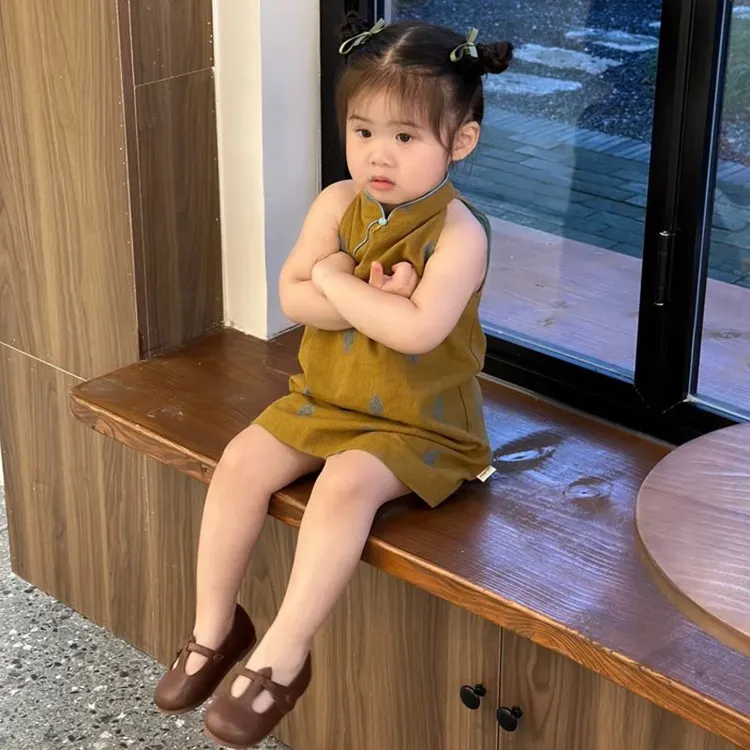 新中式童装女童旗袍裙2025夏季新款宝宝复古国风汉服连衣裙背心裙