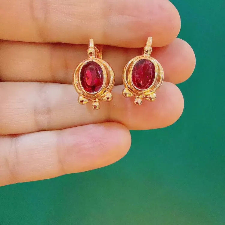 铜合金耳饰 铜合金精美玫瑰金色素款手工气质时尚耳环首饰01025