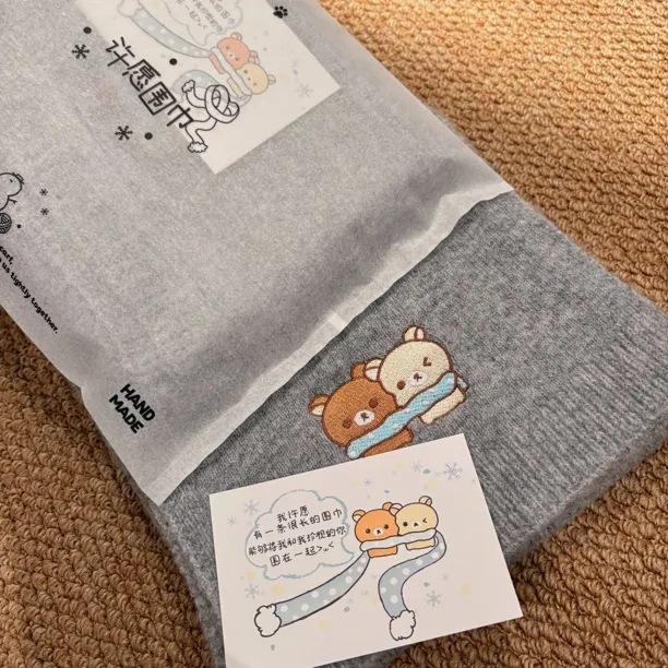 晓晓手作原创许愿围巾男朋友闺蜜情侣圣诞生日礼物轻松熊羊毛围脖