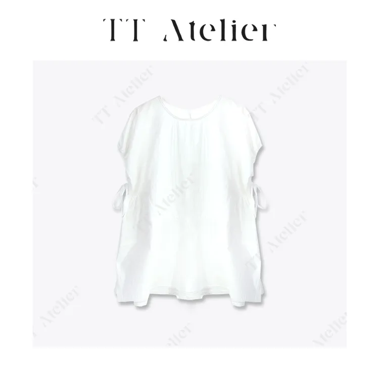 TT设计师【花漾结】夏季新款简约设计感小众无袖花边衬衫TT259942