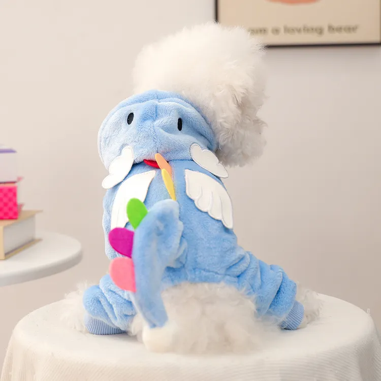 可爱天使翅膀宠物衣服秋冬装泰迪比熊狗狗衣服四脚衣保暖变身装