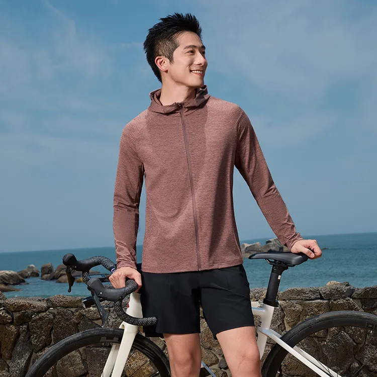 春秋男士运动匹马棉花纱连帽薄外套户外运动休闲高奢长袖拉链帽衫