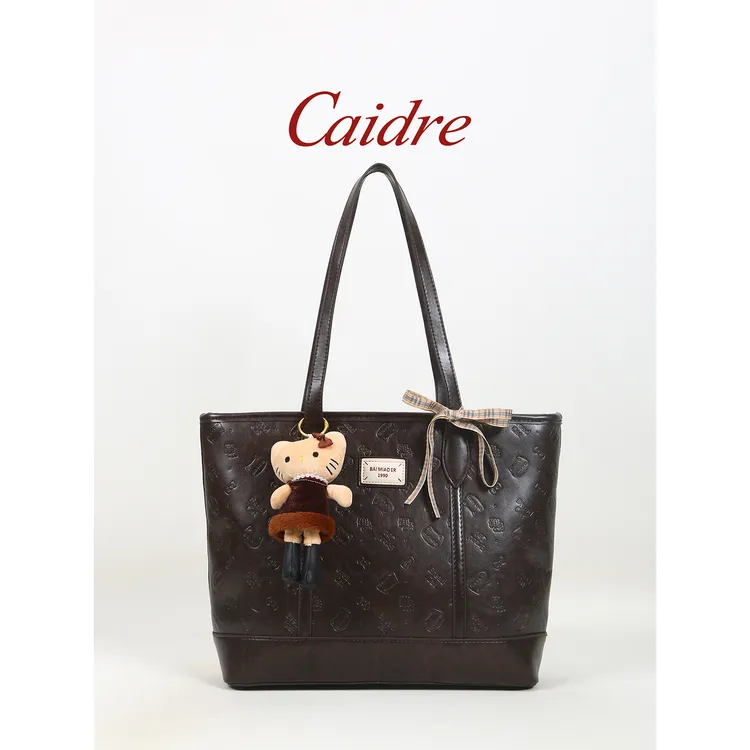 Caidre可爱猫咪大容量托特包女2025新款上课通勤大包包单肩腋下包