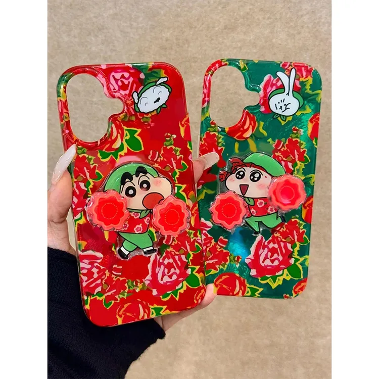 二人转小新妮妮情侣支架适用苹果16华为手机壳新款vivo小米15OPPO