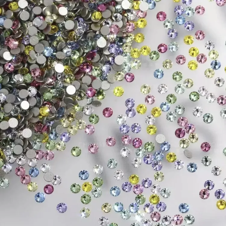 【进口料】仿华切1:1平底彩色小圆钻爆闪美甲钻DIY饰品