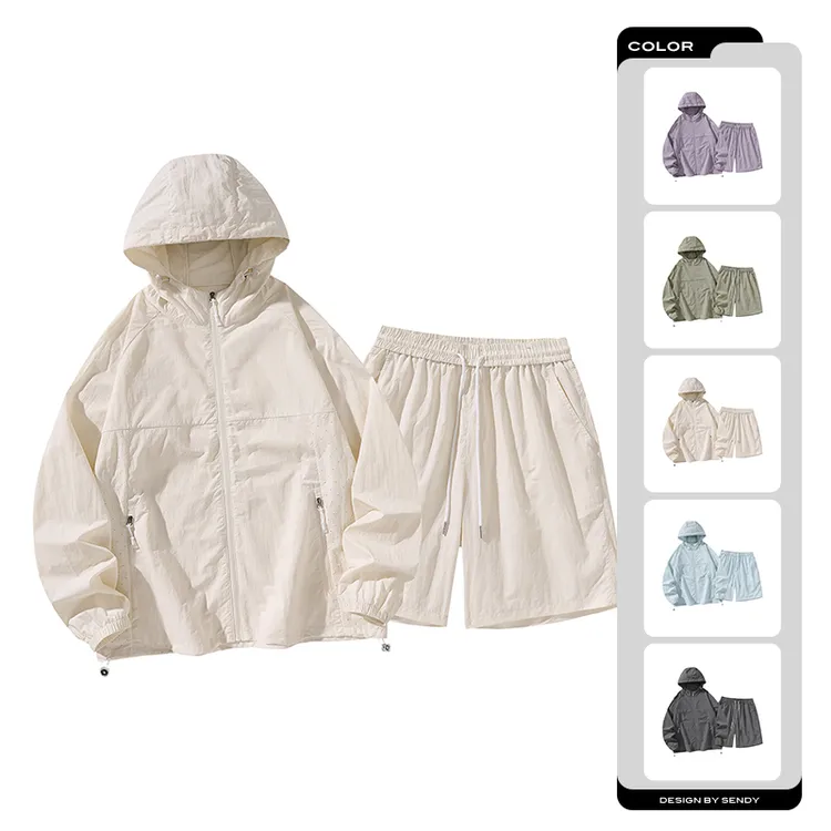 夏季男女同款防晒服UPF50+透气短套装户外休闲运动防紫外线登山