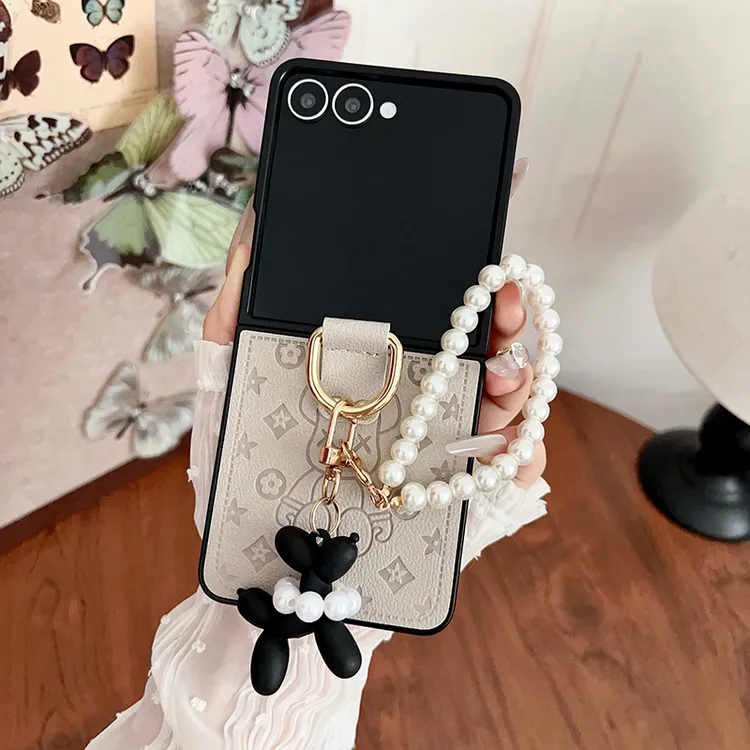 潮牌印花熊适用三星zflip7折叠屏手机壳zflip6/5/4女款指环扣手提