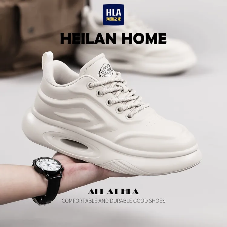 HLA/海澜之家男鞋冬季款【虫洞科技】面包小白鞋防滑减震运动休闲鞋