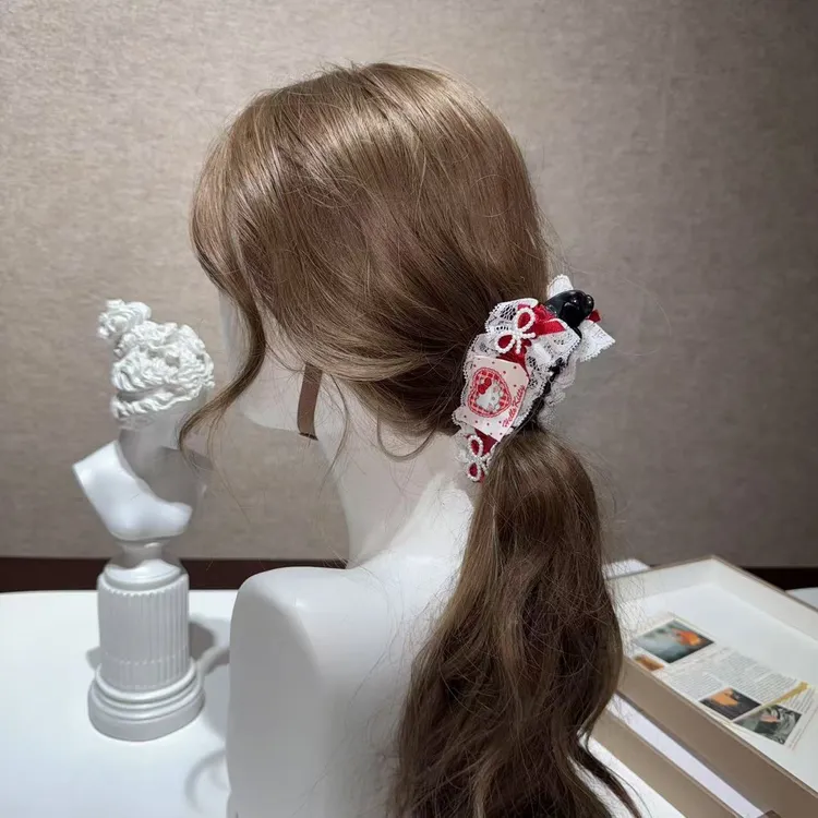 ins风白色蕾丝黑色蝴蝶结香蕉夹后脑勺夹子发卡头饰新款高端发饰