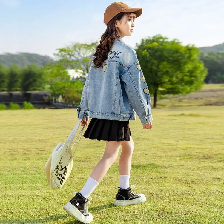 YeeHoO英氏【断码】女童春装牛仔外套2025新款中大童韩版网红春秋