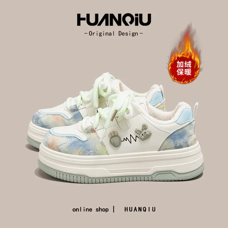 环球百搭小众加绒加厚小白鞋女2025冬季爆款保暖舒适棉鞋M-HC6962