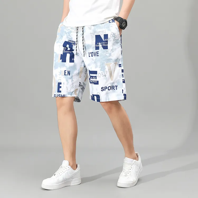 堡逻男士夏季纯棉短裤潮牌五分裤男休闲沙滩裤百搭直筒外穿大裤衩