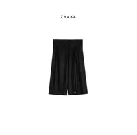 ZHAKA/100精纺羊毛廓型折叠中裤zk378