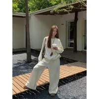 【榛果恋曲】休闲裤 秋冬设计小众中腰纯杏色休闲裤254J3593-X