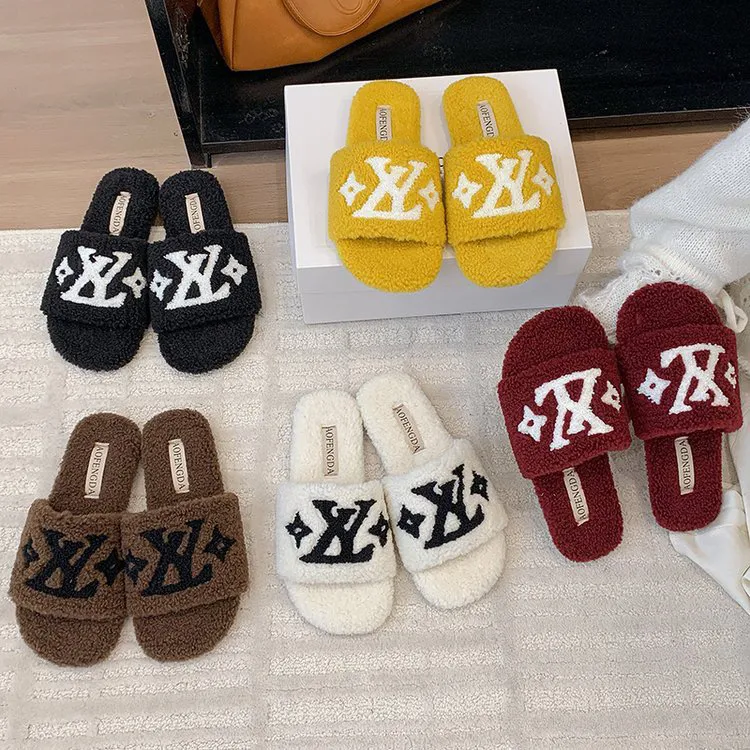 2025秋冬季新款毛毛拖鞋女外穿平底韩版ins防滑百搭毛绒棉拖鞋子