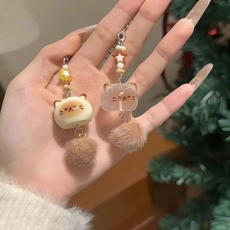 创意毛绒手工小猫可爱卡通手机挂件手机链钥匙扣包包学生ins挂饰