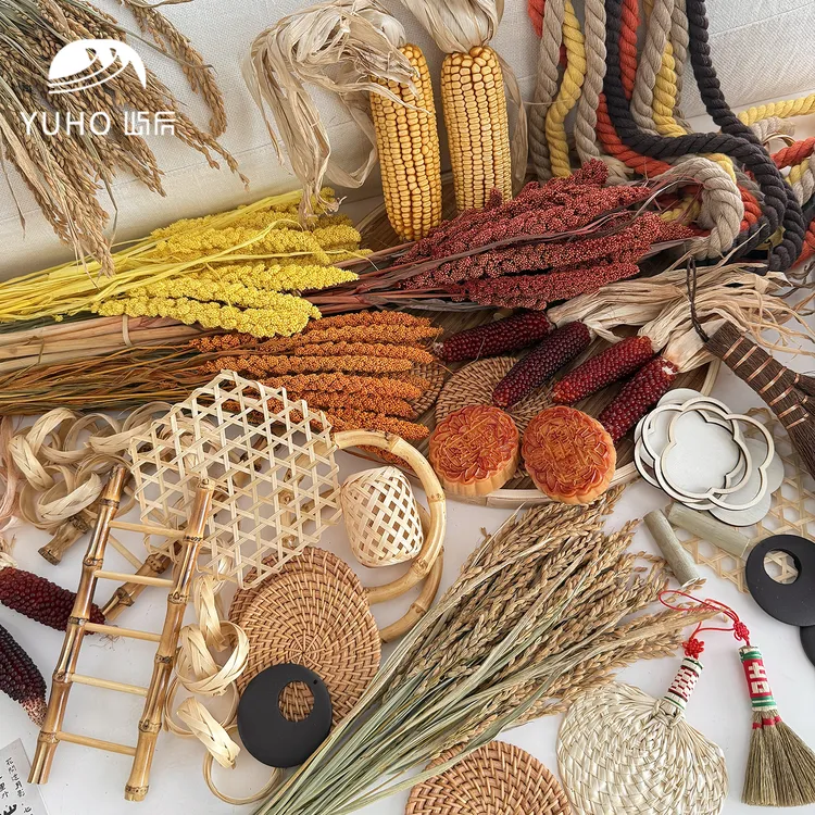屿后 【中秋节】复古挂件合集中秋门挂diy竹排装饰品节日干花材料