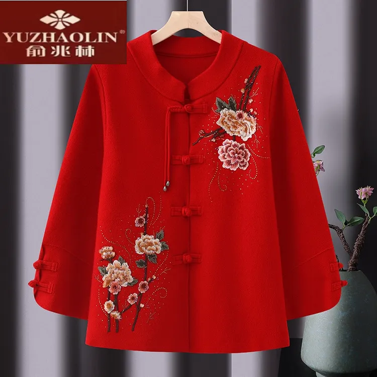 俞兆林老太太国风唐装喜庆短款外套中式老年人秋装女妈妈