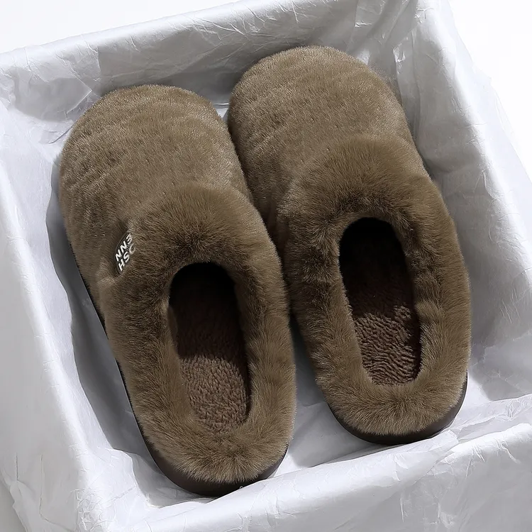 红豆棉拖鞋男款秋冬季2025新款室内家居厚底防滑保暖加绒棉拖男士