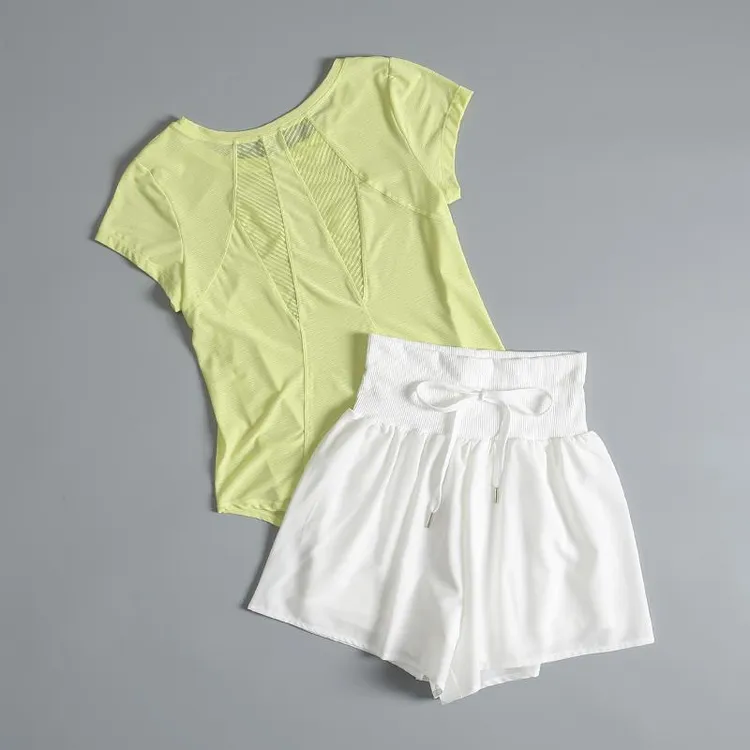 运动套装女宽松休闲跑步锻炼速干短袖罩衫透气普拉提瑜伽健身服夏