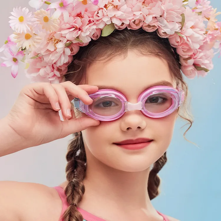 洲克【儿童泳镜】高清防水防雾青少年游泳训练女孩竞速防护游泳眼镜