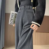 直筒裤高腰秋冬拼接休闲风休闲裤春秋宽松冬季【C区】3633 C21-2