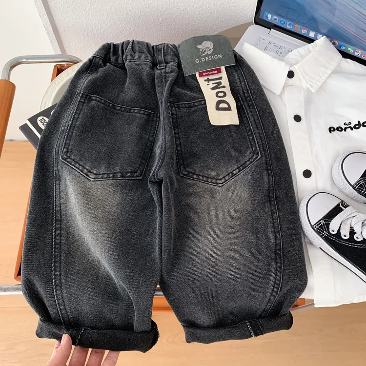男童秋季牛仔裤2025新款儿童韩版时髦直筒裤潮酷男孩宽松柔软长裤