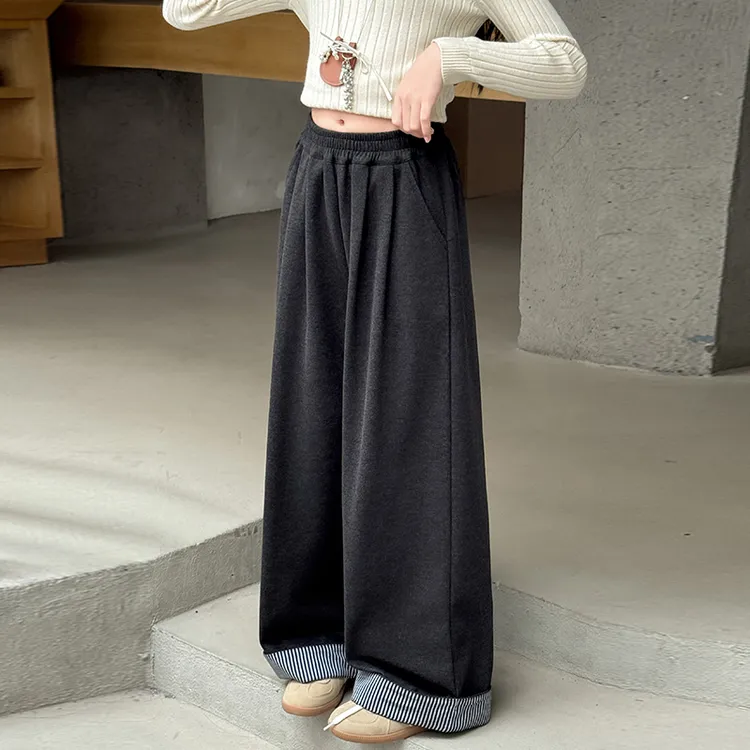 儿童秋装2025新款大女童装裤子春秋款运动针织卫裤秋季阔腿直筒裤